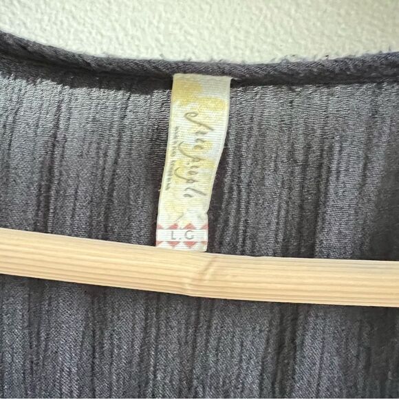 Free People womens Black Cool Meadow Top Button down Cotton boho Size Large - Picture 3 of 5